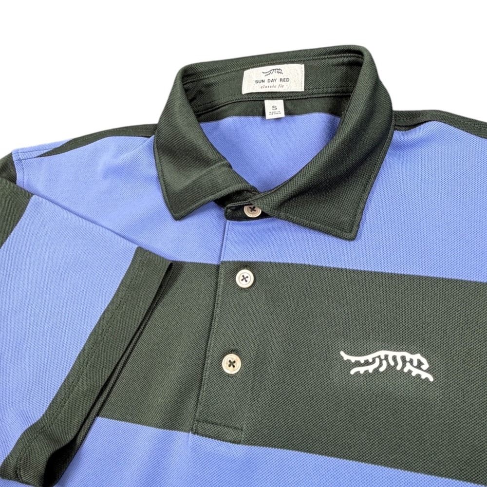 Sun Day Red Mens Polo Shirt Short Sleeve Striped Golf Performance Blue Green S